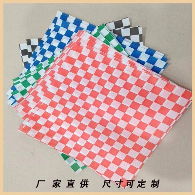 跨境专供防油垫纸油炸小吃隔油纸面包餐盘纸棋盘格防油纸可定制图3