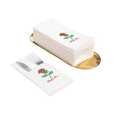 无尘纸餐巾纸可定logo 玫瑰花口袋纸巾 刀叉无尘纸巾图5