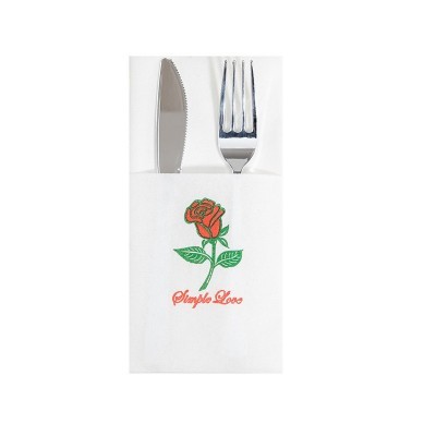 无尘纸餐巾纸可定logo 玫瑰花口袋纸巾 刀叉无尘纸巾图2
