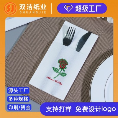 无尘纸餐巾纸可定logo 玫瑰花口袋纸巾 刀叉无尘纸巾