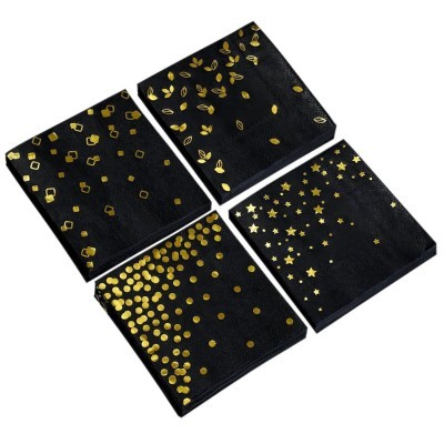 定制跨境烫金黑色餐巾纸一次性纸巾生日派对酒店餐厅纸巾亚马逊图4