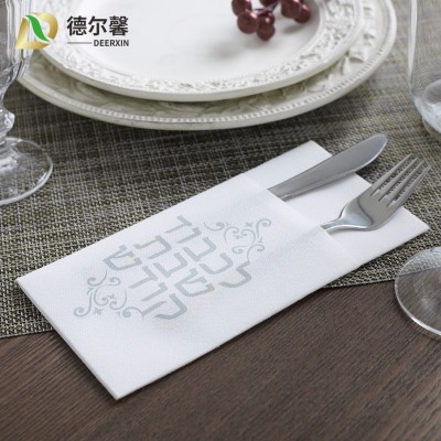 订制酒店西餐厅派对广告纸巾 订做印花刀叉纸巾 折叠餐巾纸无尘纸图4