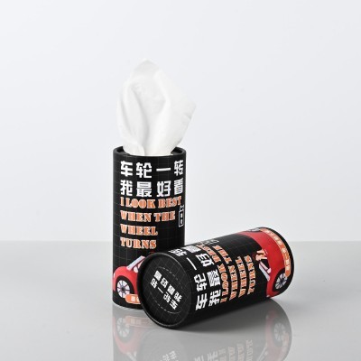 现货车载抽纸纸筒装纸巾筒圆筒抽纸汽车盒装餐巾桶装印广告纸巾筒图4