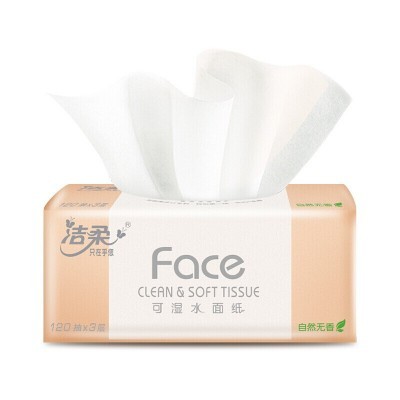 洁柔抽纸自然无香PR078-03原生木浆3层120抽3包面巾纸巾批发图2