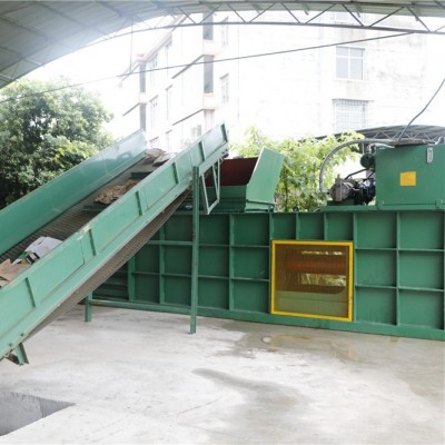 160卧式纸箱液压打包机服装下角料打包机全自动卧式废纸打包机图4