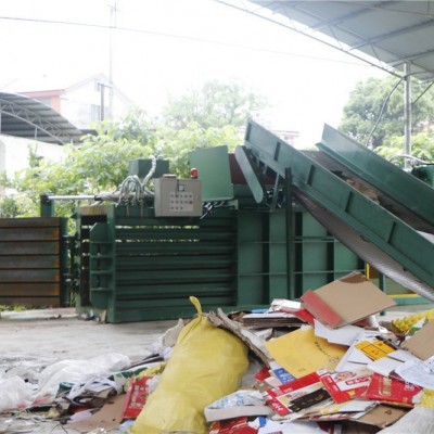 160卧式纸箱液压打包机服装下角料打包机全自动卧式废纸打包机图2