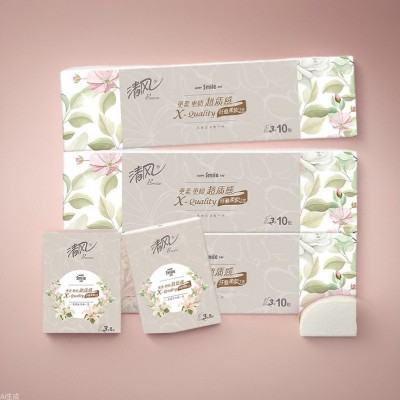 清风手帕纸超质感3层10包1条餐巾纸便携式小包纸巾小包纸抽