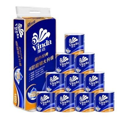 维达卷纸 4层140g 10卷实用纸巾蓝色经典V4069家用厕纸卫生卷筒纸图4