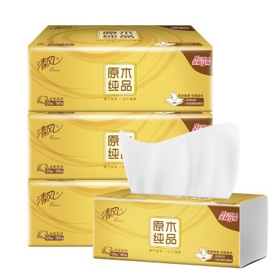 清风金装抽纸3层120抽卫生纸餐巾纸家用纸巾散包积分一件代发图5