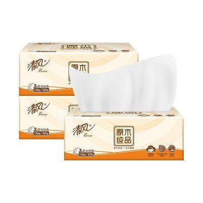 清风抽纸原木纯品3层100抽餐巾纸散包福利品纸巾积分一件代发图4