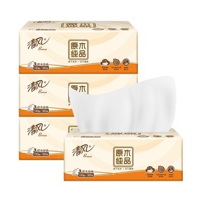 清风抽纸原木纯品3层100抽餐巾纸散包福利品纸巾积分一件代发图3