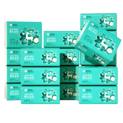 包邮蔡伦小鹿果木原浆抽纸300张10包抽纸整箱大包分销代发图3