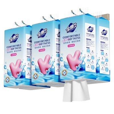 金博仕大包原生木浆家用1280抽纸四层压花卫生纸抽纸1688行家选图5