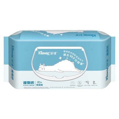 舒洁湿厕纸80片家庭装羊驼款如厕湿巾擦菌代替卷纸整箱批发图3