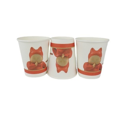 一次性纸杯印制logo 加厚瓦楞纸饮水杯9盎司商用水杯双层广告纸杯图2