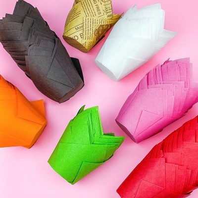 厂家可定制多彩色郁金香蛋糕纸杯耐高温防油面包纸托火焰杯防油烘图2