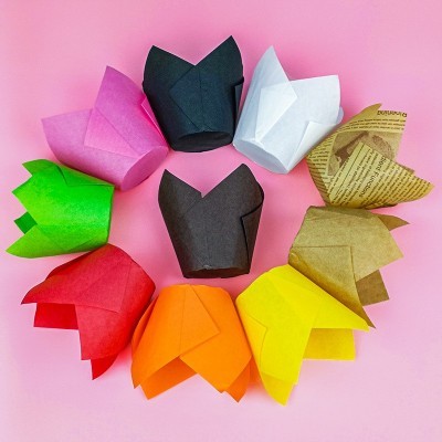 厂家可定制多彩色郁金香蛋糕纸杯耐高温防油面包纸托火焰杯防油烘图3