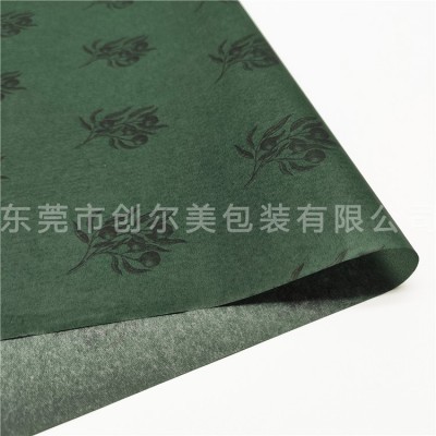 22g棉纸拷贝纸满版墨绿色定制印刷花纹 珠宝服饰五金防磨损包装纸图4