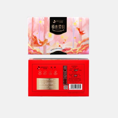 吉多多金鱼抽纸原木亲韧可湿水印花抽取式面巾纸整箱纸巾20包图2