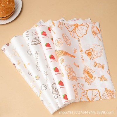 定制食品防油纸餐盘垫纸隔油托盘纸汉堡纸鸡肉卷饭团三明治包装纸图3