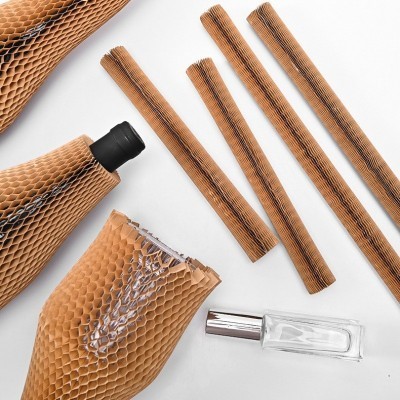 环保可降解蜂窝纸套打包运输快递缓冲包装牛皮玻璃红酒减 震纸气泡图2