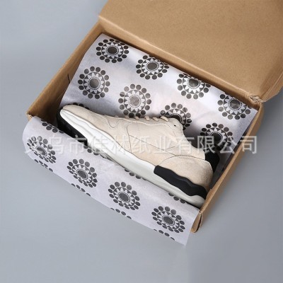 黑白色花朵拷贝纸灰色logo雪梨纸鞋子防潮隔层包装绵纸牛皮纸图3