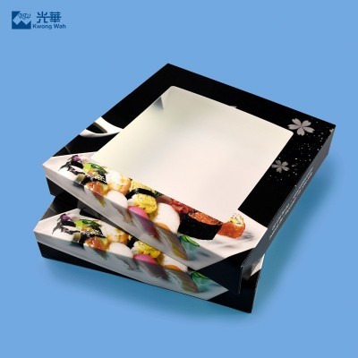 开窗寿司纸盒白卡透明折叠蛋挞瑞士卷寿司食品餐饮外卖包装打包盒图3