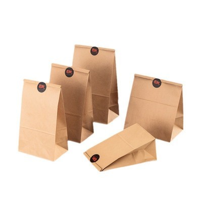 加厚牛皮纸包装袋现货方底纸袋一次性外卖打包袋批发食品包装袋子图5
