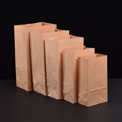 加厚牛皮纸包装袋现货方底纸袋一次性外卖打包袋批发食品包装袋子图3