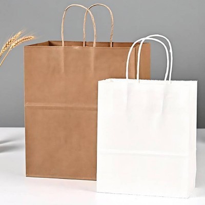 现货手提牛皮纸包装袋便捷式外卖袋购物纸袋礼品包装手提袋批发图3