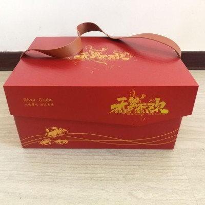 大闸蟹礼盒海鲜新年包装盒螃蟹青蟹河蟹翻盖式手拎礼品盒礼品袋