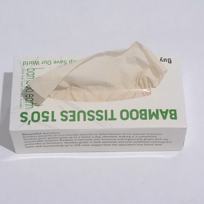 跨境厂家供应原木浆BAMBOO纸巾盒抽竹浆150抽纸厂家批发现货