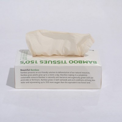 跨境厂家供应原木浆BAMBOO纸巾盒抽竹浆150抽纸厂家批发现货图2