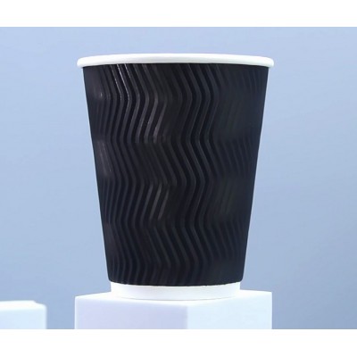 双层一次性瓦楞纸杯,加厚牛皮波纹防烫中空纸杯,热饮冷饮杯图2