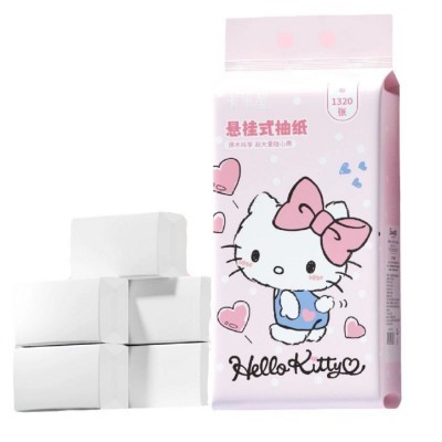三丽鸥正版授权粉色KT猫壁挂式抽纸大包悬挂纸巾家用实惠好用不贵图3