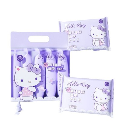 三丽欧凯蒂猫迷你湿巾小包便携袋装宝宝婴幼儿手口皮肤清洁专用湿图5