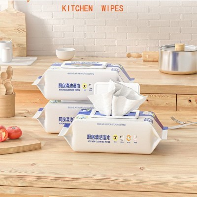 厨房湿巾超大包80抽去重油污渍一次性清洁油烟机灶台抽取式湿纸巾图2
