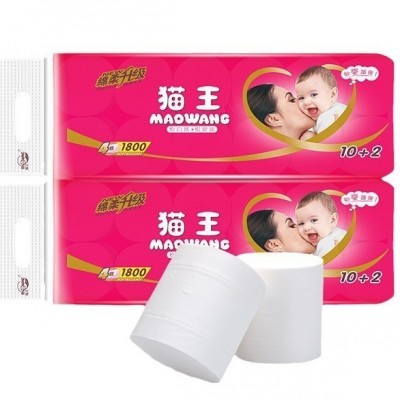 猫王木浆1800克12卷纸卫生纸餐巾纸面巾纸加厚五层实惠装家用mr06图2