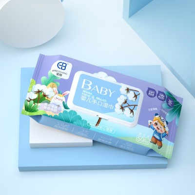 手口巾婴幼儿湿巾 婴儿湿巾不含酒精儿童清洁湿纸巾50抽家庭装图3