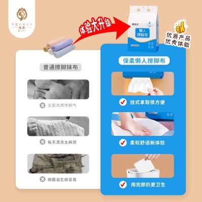 一次性擦脚巾懒人抹布吸水擦脚布擦手纸干湿两用悬挂式擦脚纸家居图2