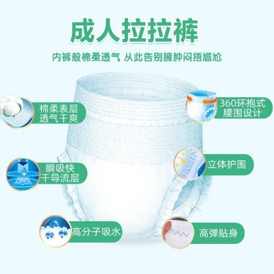 碧舒柔80片成人拉拉裤老年人纸尿裤尿不湿男女防侧漏大号XL码批图5