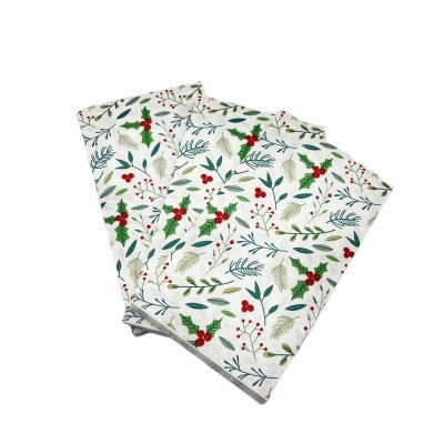 满版印刷餐巾纸40*33跨境亚马逊圣诞节印花纸巾logo一次性节日纸