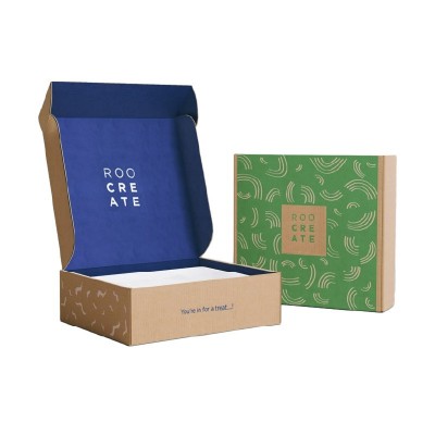 彩色飞机盒水墨纸盒彩印纸箱快递服装打包牛皮纸瓦楞包装盒图2