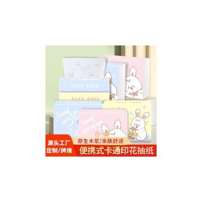 小熊卡通印花抽纸 便携小包彩色面巾纸女孩印花家用抽纸批发 跨境图2