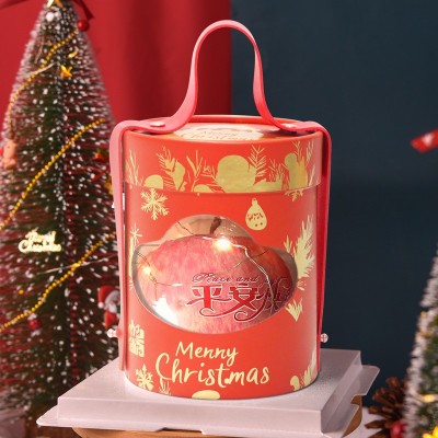 货圣诞包装盒精美纸罐糖果筒透明烫金苹果抱抱桶礼盒纸罐和批发图4