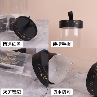 工厂定制圆形PVC抱抱纸盖桶 透明圆形手提包装罐圆筒喜糖 盒批发图5