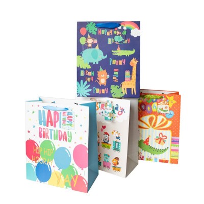 跨境24新款纸袋印刷礼物袋卡通图案手提袋创意儿童生日礼品袋批发