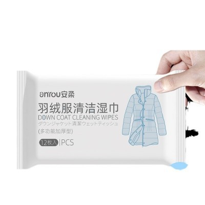 12片便携羽绒服湿巾免洗湿纸巾衣物去渍干洗剂羽绒服清洁批发代发图4