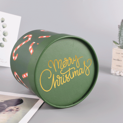 卡通圣诞纸筒节日礼品通用收纳圆筒盒定制 空白纸罐供应可印LOGO图3