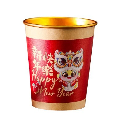2025蛇年家用一次性纸杯新年金箔水杯子春节高档加厚年货批发过年图3